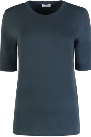 Хлопковая футболка BRUNELLO CUCINELLI Brunello Cucinelli MOT18B0160 Т.Синий вариант 2 купить с доставкой