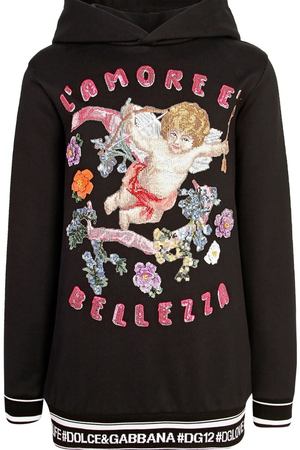 Черное худи с вышивкой Dolce & Gabbana Kids 1207102308 купить с доставкой