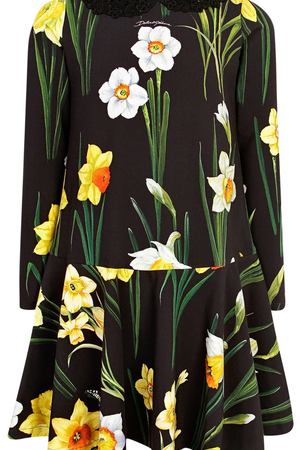 Черное платье с цветочным принтом Dolce & Gabbana Kids 1207102341 вариант 2 купить с доставкой
