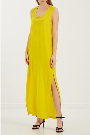 Шелковое платье лимонного цвета Amina Rubinacci 2158102081