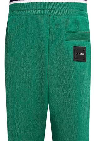 Зеленые брюки с трикотажным поясом Dolce & Gabbana Kids 1207102960