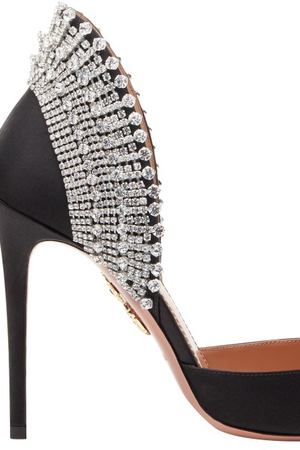 Черные туфли Concorde Crystal Peep Toe 105 Aquazzura 975103319