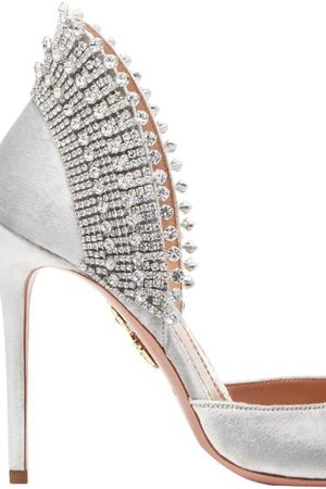 Серебристые туфли Concorde Crystal Peep Toe 105 Aquazzura 975103318