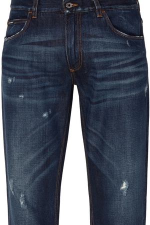 Темно-синие джинсы с потертостями Dolce & Gabbana 599101328