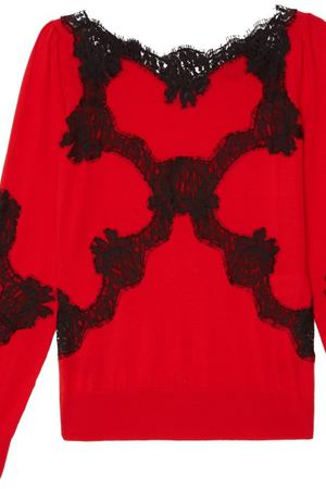 Красный джемпер с кружевной отделкой Dolce & Gabbana 599101096