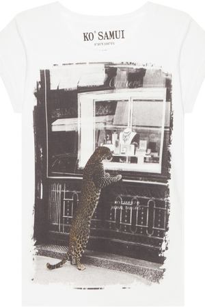 Белая футболка с винтажным фотопринтом Leopard Ko Samui 2184102288 купить с доставкой