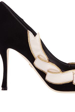 Черные туфли из бархата с аппликацией Lori Dolce & Gabbana 599101220