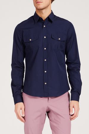 Синяя рубашка с карманами Gucci 470103081