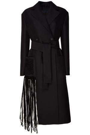 Черное пальто с бахромой Proenza Schouler 182102500