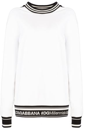 Белый свитшот с контрастной отделкой Dolce & Gabbana 599104500