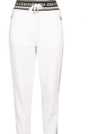 Белые брюки с контрастной отделкой Dolce & Gabbana 599104496 купить с доставкой