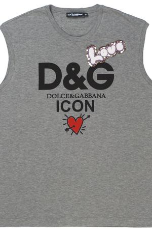 Серая футболка с принтом Dolce & Gabbana 599104544 вариант 3