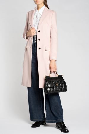 Шерстяное светло-розовое пальто Dolce & Gabbana 599104551
