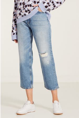 Укороченные джинсы с рваной отделкой Mih Jeans 173103582 купить с доставкой