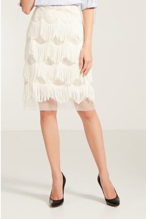 Белая юбка с бахромой Marc Jacobs 167103532