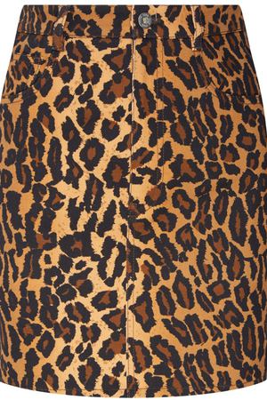 Леопардовая мини-юбка с аппликацией Miu Miu 375104649