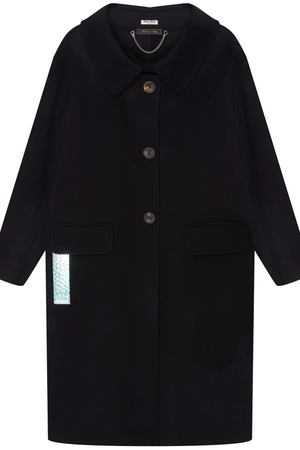 Черное пальто из чистой шерсти Miu Miu 375104677
