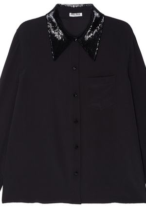Черная блуза с отделкой пайетками Miu Miu 375104718