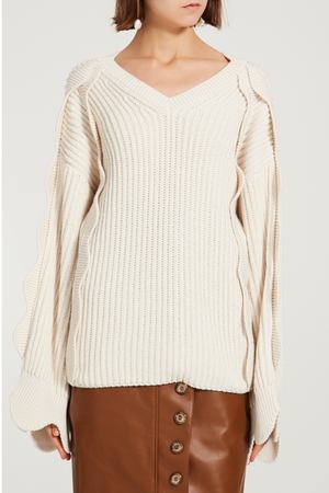 Белый свитер с фигурными оборками Stella McCartney 193104532 купить с доставкой