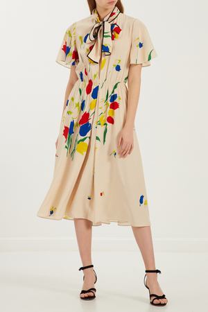 Бежевое платье с цветочным принтом Valentino 210105235 купить с доставкой