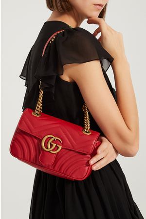 Красная кожаная сумка GG Marmont Gucci 470104467