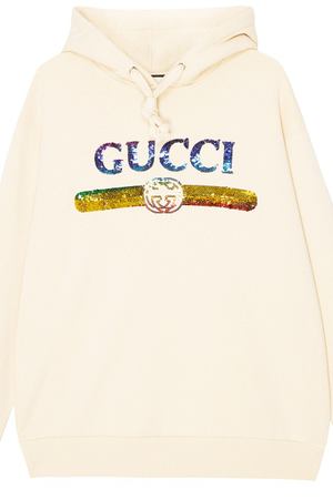 Белое худи с пайетками Gucci 470104475