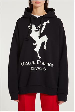 Черное худи с принтом “Chateau Marmont” Gucci 470106724