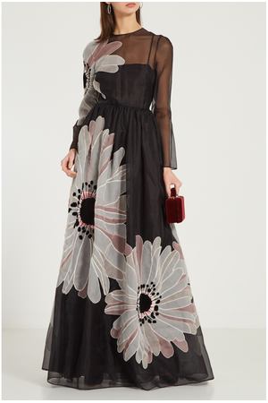 Черное шелковое платье с цветами Margherita Valentino 210106796 вариант 3