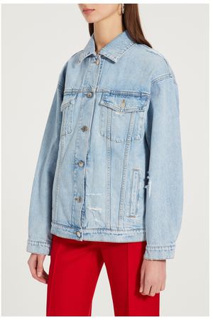 Голубая джинсовая куртка с потертостями Stella McCartney 193106815 купить с доставкой