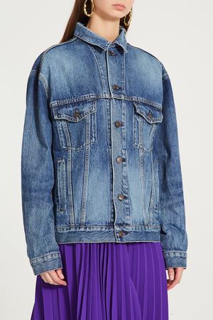 Синяя джинсовая куртка Logo Balenciaga 397106937 купить с доставкой