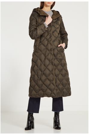 Стеганое пальто цвета хаки Max Mara 1947107342 вариант 2