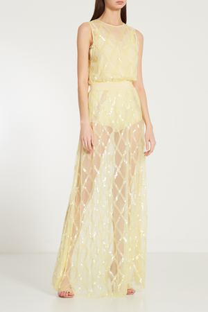 Желтое шелковое платье с отделкой Elisabetta Franchi 1732107043 вариант 2
