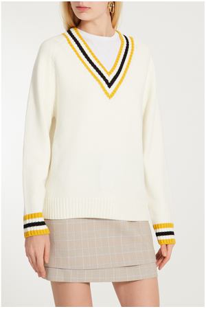 Белый пуловер с контрастной отделкой MAJE 888107201