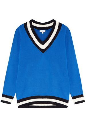 Синий пуловер с контрастной отделкой Mike Claudie Pierlot 2631107104 купить с доставкой