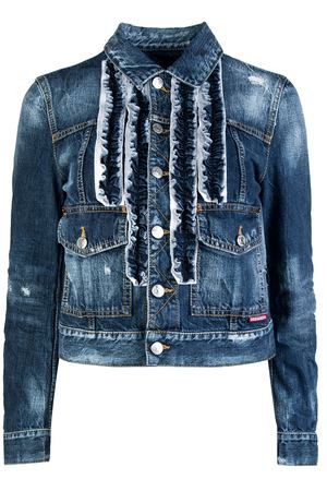 Джинсовая куртка с потертостями и рюшами Dsquared2 1706107448 вариант 2 купить с доставкой