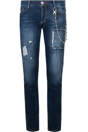 Зауженные синие джинсы с декором Philipp Plein 1795107604