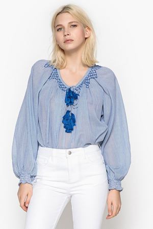 Блузка с круглым вырезом и длинными рукавами Pepe Jeans 69080 купить с доставкой