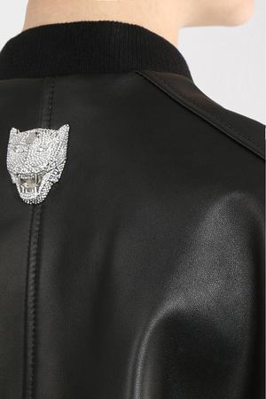 Кожаная куртка  Philipp Plein Philipp Plein WRB0367 Черный/удлин.пантера купить с доставкой
