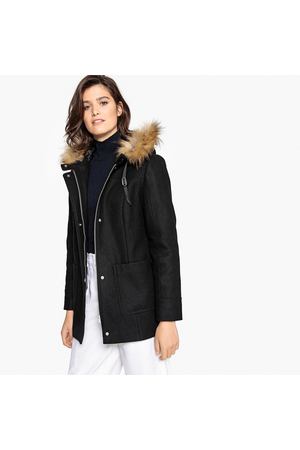 Пальто на молнии с капюшоном, 70% шерсти La Redoute Collections 45675