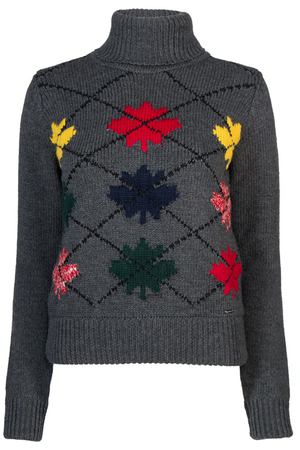 Серый свитер с разноцветным узором Dsquared2 1706107612 купить с доставкой