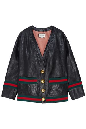 Кожаный кардиган с полосами Web Gucci 470107444