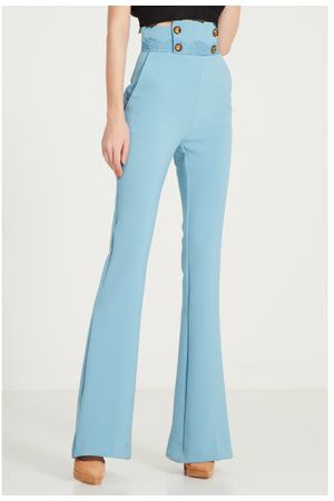 Голубые брюки с широким поясом Elisabetta Franchi 1732107097