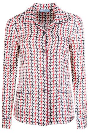 Шелковая блуза в пижамном стиле с принтом Prada 40107800 купить с доставкой