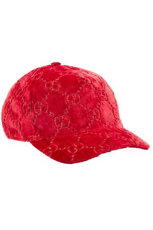 Алая бархатная кепка с узором GG Gucci 470107707
