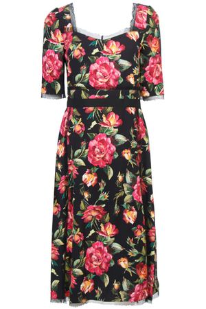 Приталенное платье-миди с цветочным принтом Dolce & Gabbana 599107927