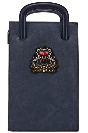 Темно-синий портфель с декором Trictrac Christian Louboutin 106107992 вариант 2 купить с доставкой