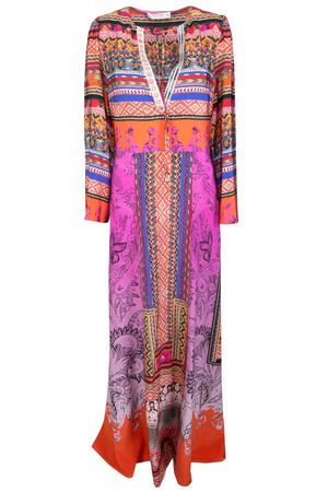Разноцветное шелковое платье макси с этнопринтом ETRO 907108985