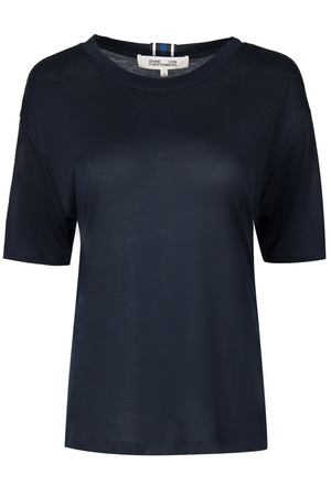 Темно-синяя футболка асимметричного кроя Diane Von Furstenberg  110108815 вариант 3