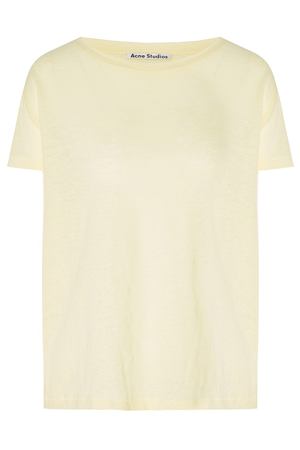 Льняная футболка лимонного цвета Acne Studios 876109112