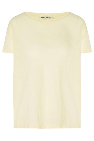 Льняная футболка лимонного цвета Acne Studios 876109112
